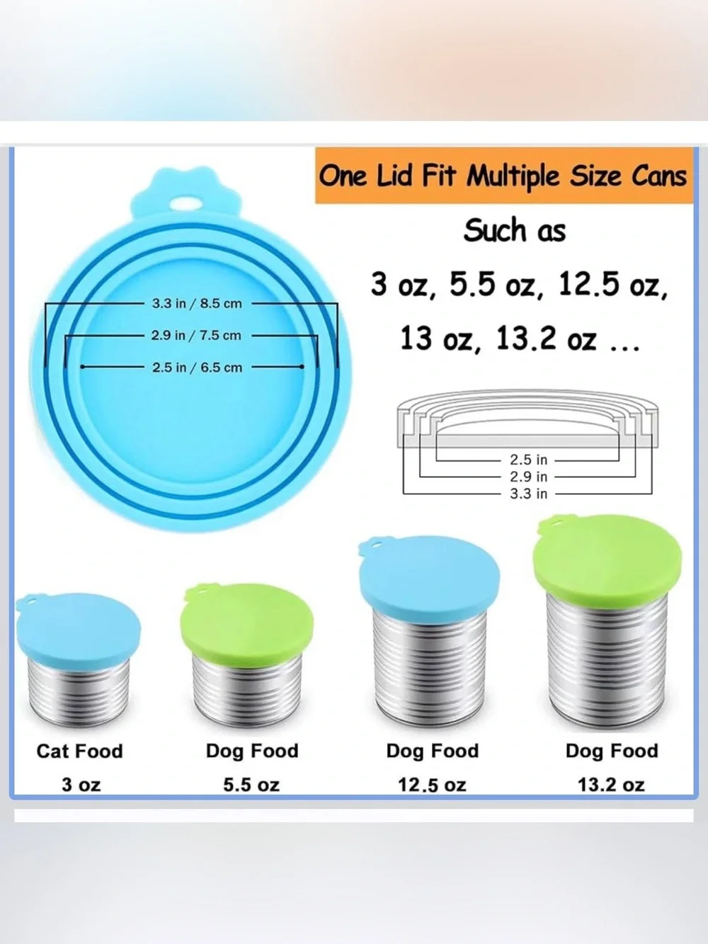 Universal can covers Bright Green Silicone Lid Covers for pet food Pack of 6 new